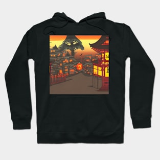 Orange Pumpkin Halloween Anime Scenery Hoodie